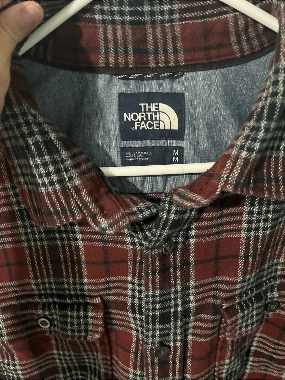 The North Face Men’s Red Plaid Long-Sleeve flannel Shirt